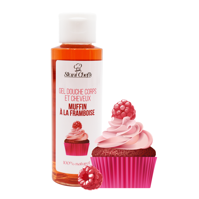 2 en 1 Gel douche corps et shampoing - Muffin à la framboise - 100ml 100% naturel - Format voyage Stani chef\'s