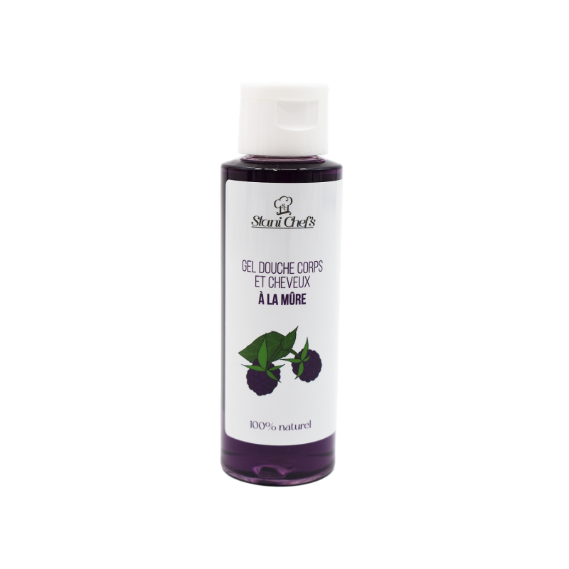 2 en 1Gel douche corps et shampoing à la mûre - 100ml 100% naturel - Format voyage Stani chef\'s