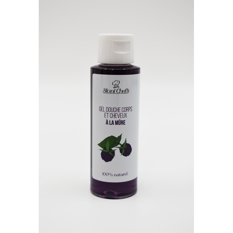 2 en 1Gel douche corps et shampoing à la mûre - 100ml 100% naturel - Format voyage Stani chef\'s